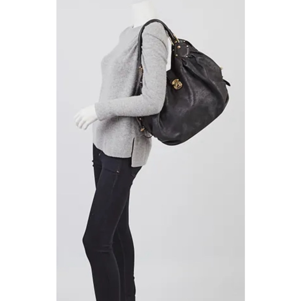 Louis Vuitton Mahina XL Black Monogram Hobo Bag in Leather – Made in Italy - Picture 3 of 11